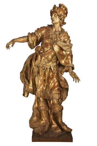 Socha svatého Konstantina. Autor: Luděk Wünsch, vložil: Gampe. Zdroj: Slezské zemské muzeum, licence CC BY-SA 4.0, https://commons.wikimedia.org/wiki/File:Statue_of_Saint_Constantine_by_Schweigl.jpg