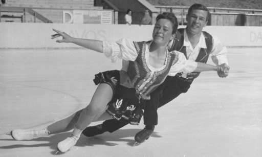 Maria a Otto Jelinekovi na MS v krasobruslení v Praze v r. 1962; zdroj : Wikipedie