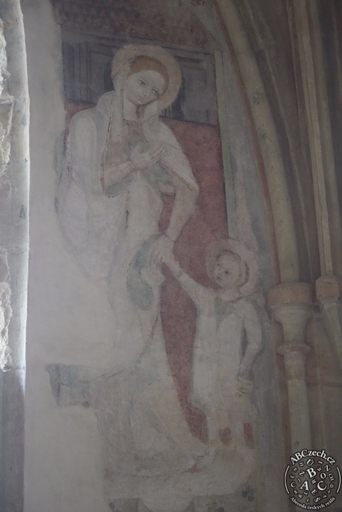 Unikátní freska Sázavské madony, která pro středověké umění zcela netypicky napomíná malého Ježíše. Autor fotografie: Aleksandr Sukhanek.